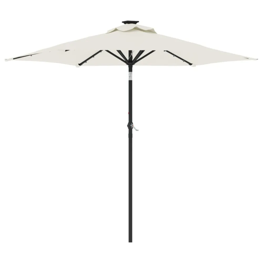 Guarda-sol jardim com LEDs e poste de ço 225x225x212 cm branco