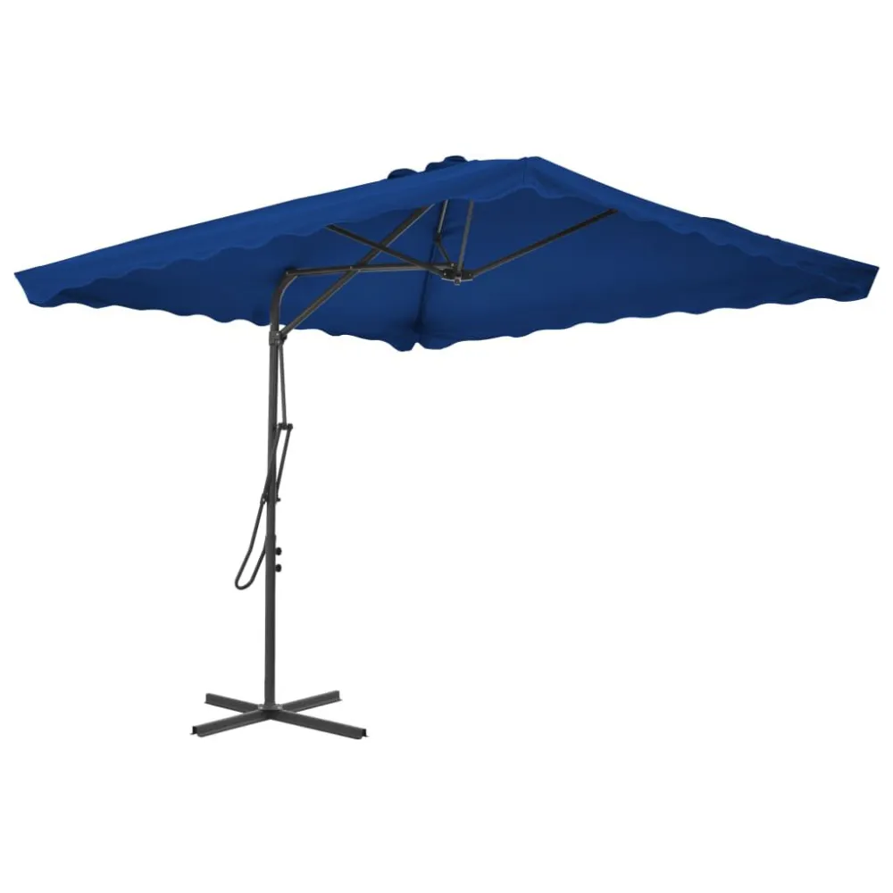 Guarda-sol de jardim com poste de ço 250x250x230 cm azul
