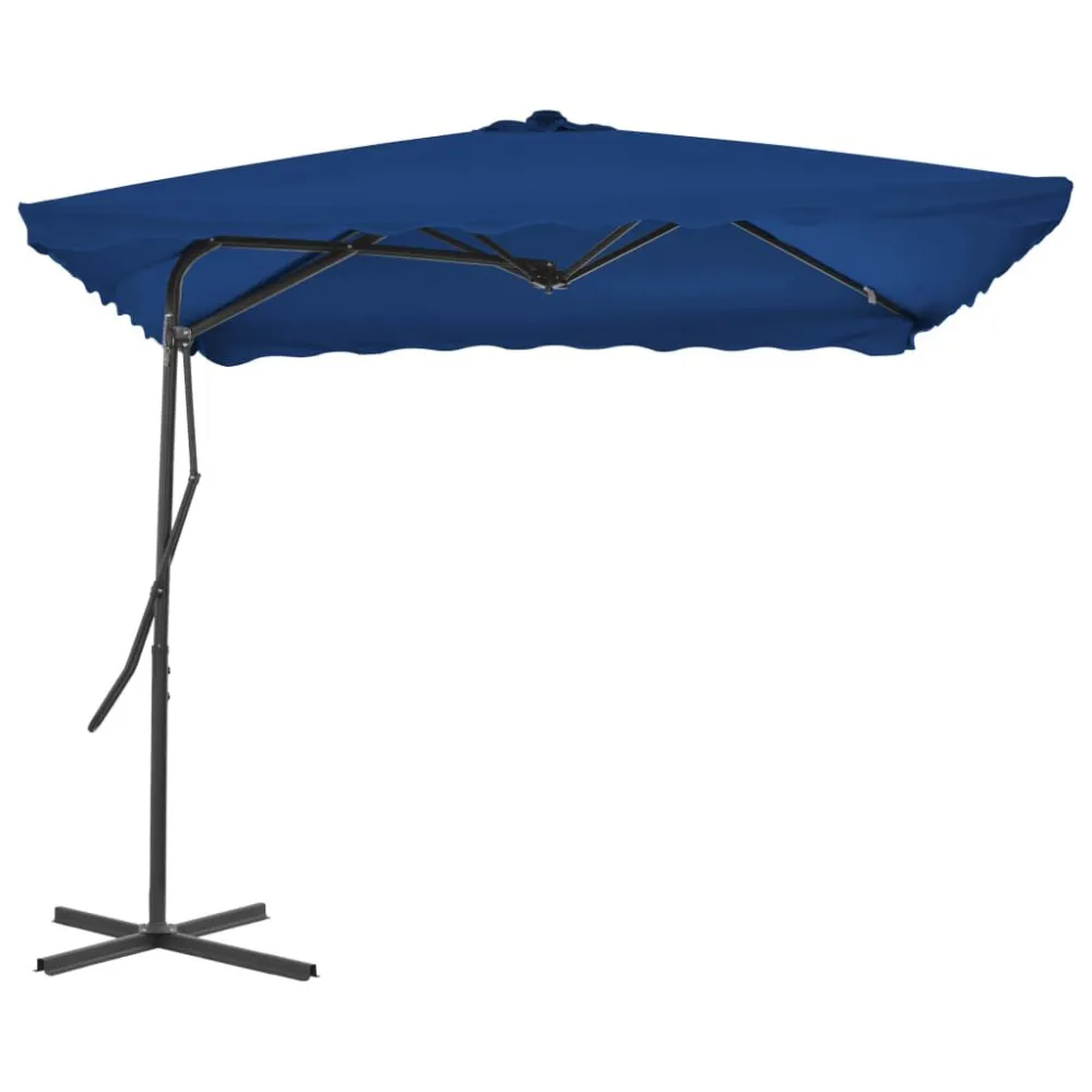 Guarda-sol de jardim com poste de ço 250x250x230 cm azul