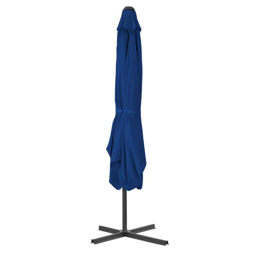 Guarda-sol de jardim com poste de ço 250x250x230 cm azul