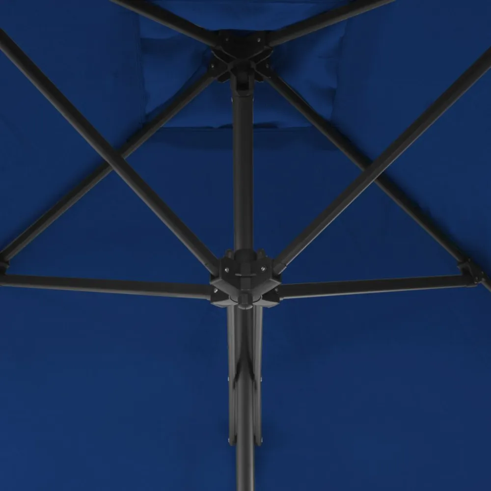 Guarda-sol de jardim com poste de ço 250x250x230 cm azul