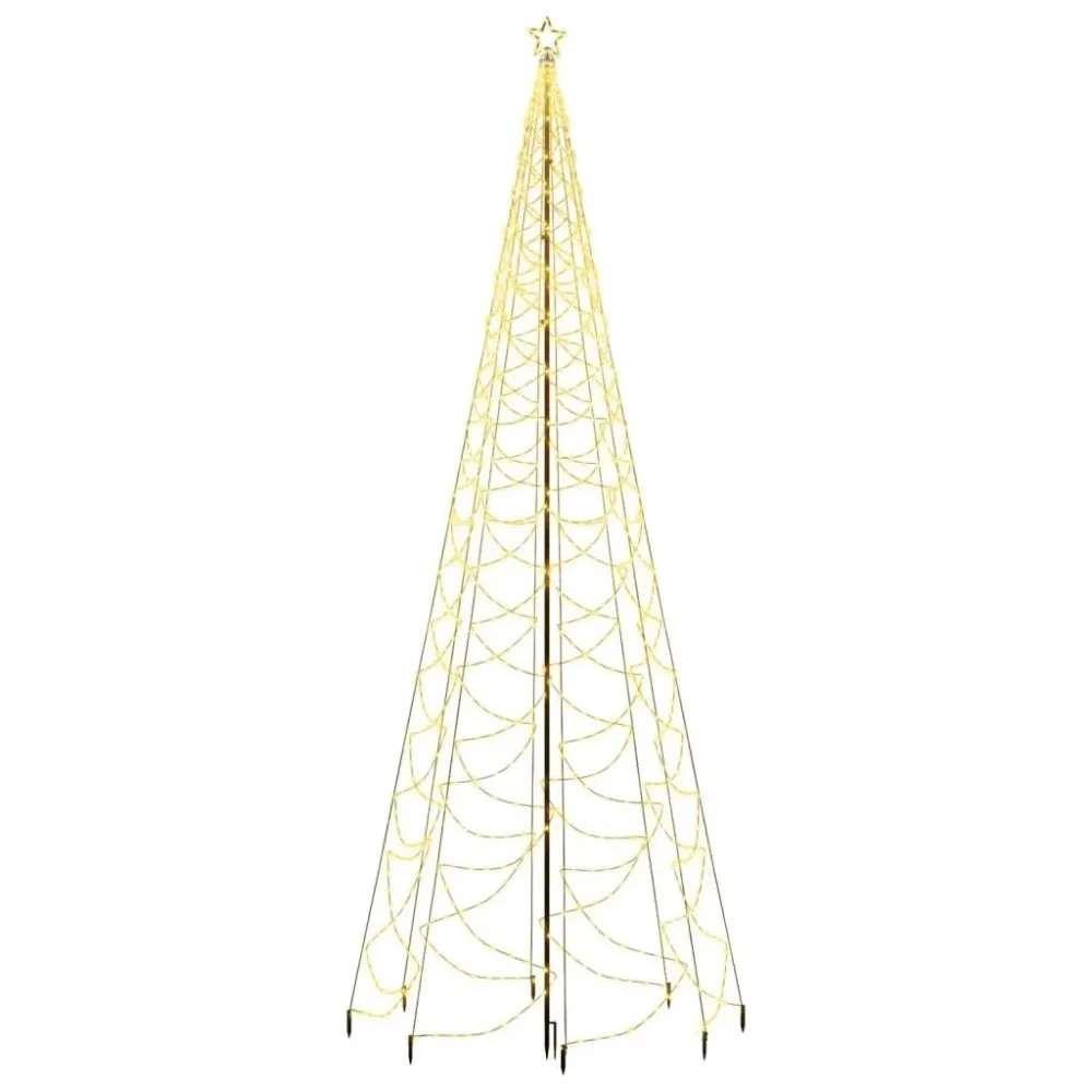 Árvore de Natal com poste metálico 1400 luzes LED 5 m branco quente