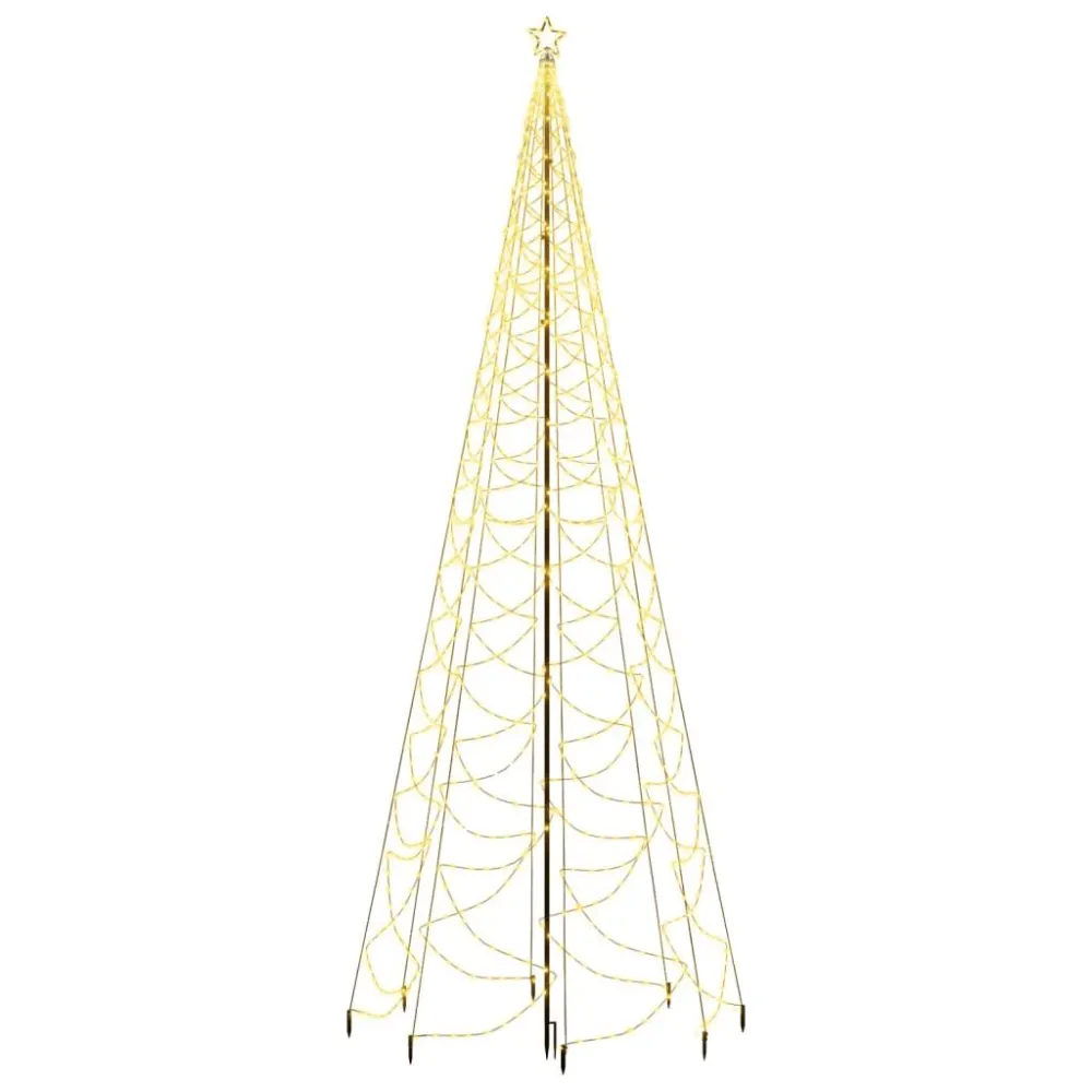 Árvore de Natal com poste metálico 1400 luzes LED 5 m branco quente