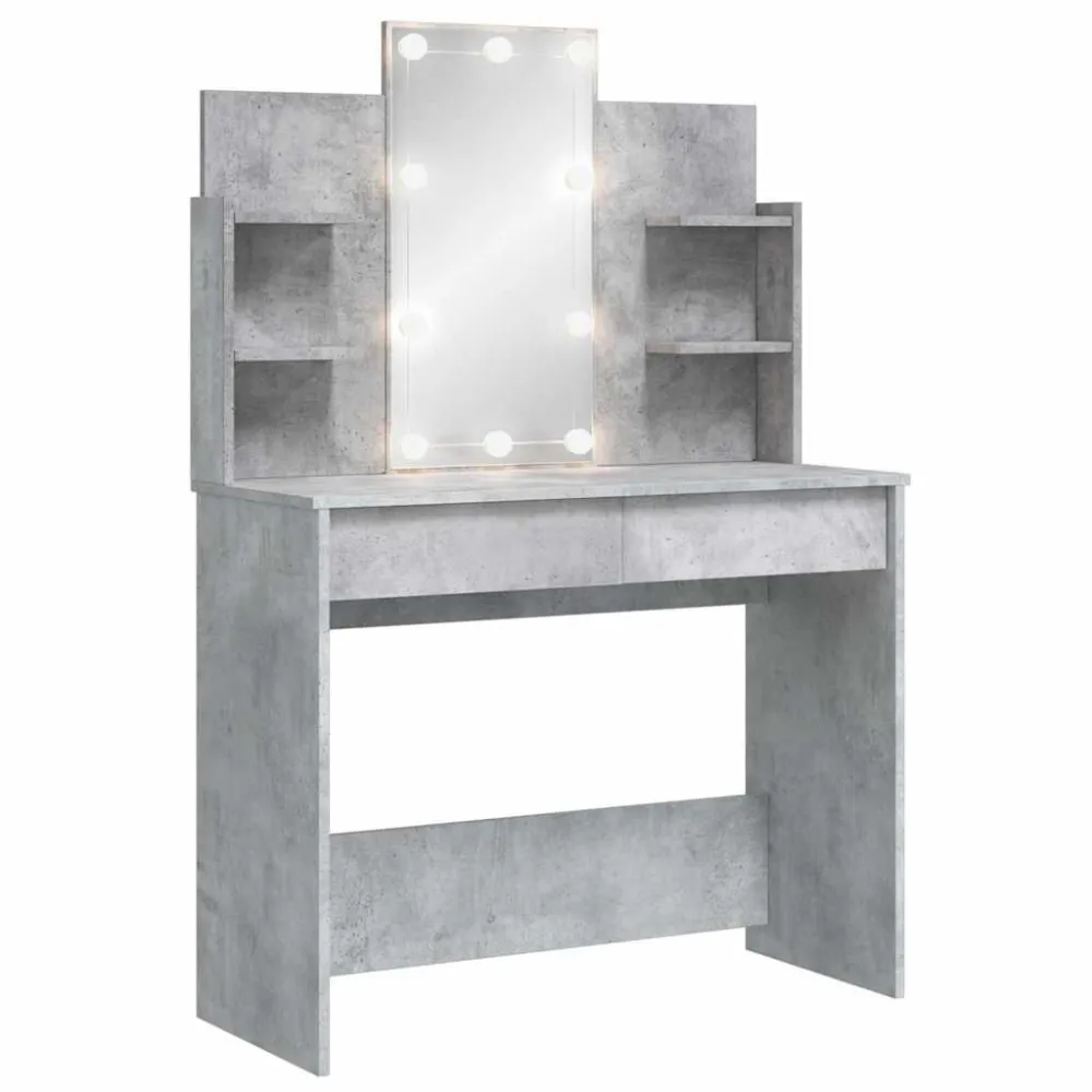 Toucador com luzes LED 96x40x142 cm cinzento cimento