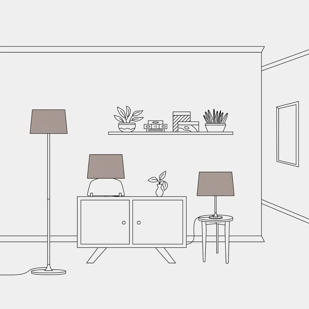 Abajur Athena com casquilho E27 para candeeiro de mesa ou de pé - Fabricado em Itália - Arenal Cinza