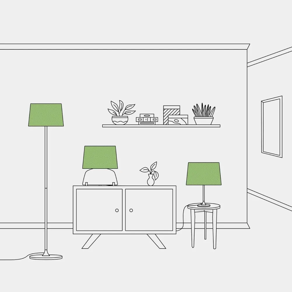 Abajur Athena com casquilho E27 para candeeiro de mesa ou de pé - Fabricado em Itália - Cinette Verde Pistácio