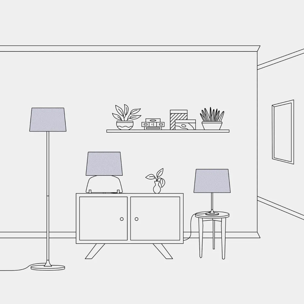 Abajur Athena com casquilho E27 para candeeiro de mesa ou de pé - Fabricado em Portugal - Teletta Lilás