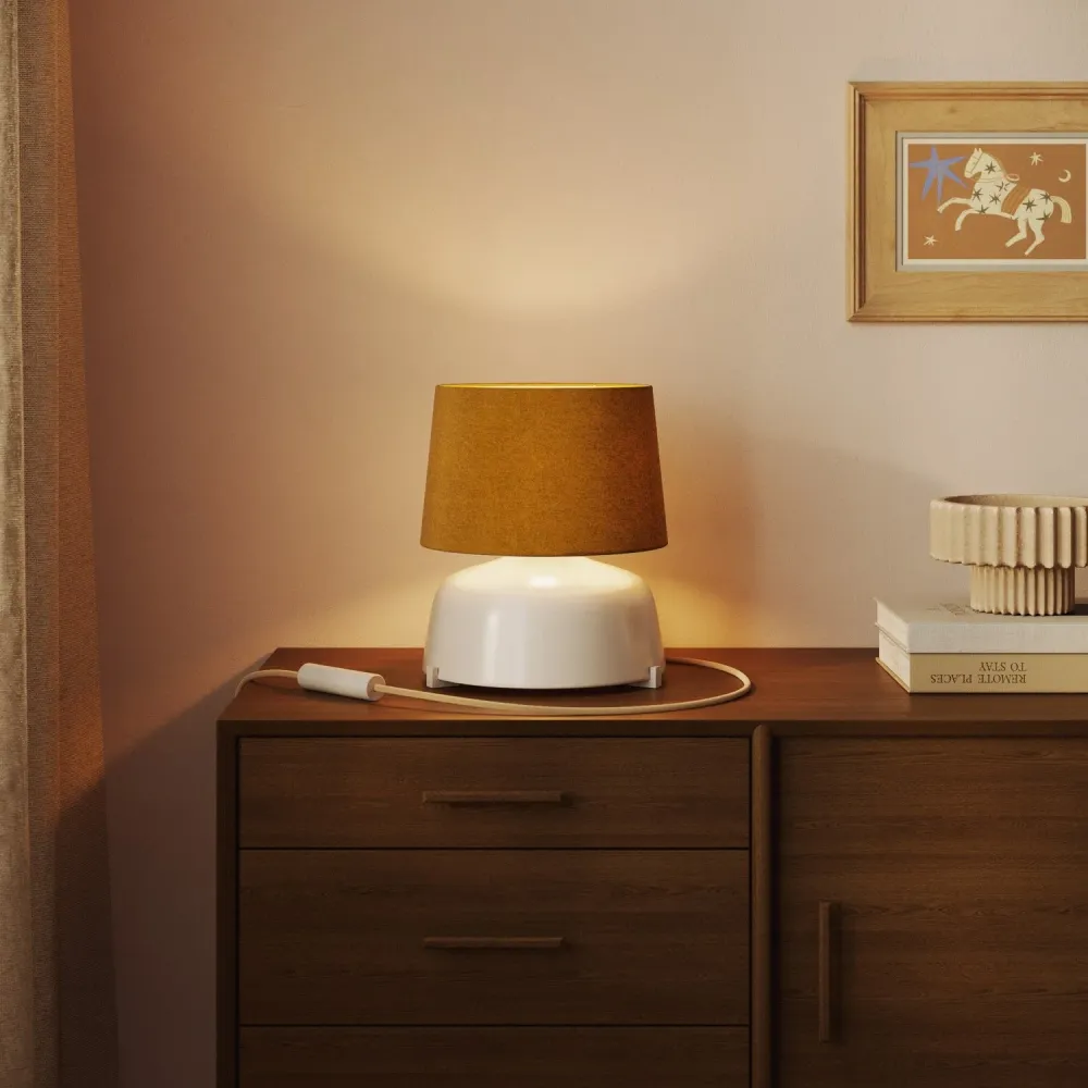 Abajur Athena com casquilho E27 para candeeiro de mesa ou de pé - Made Italy - Lã Mostarda
