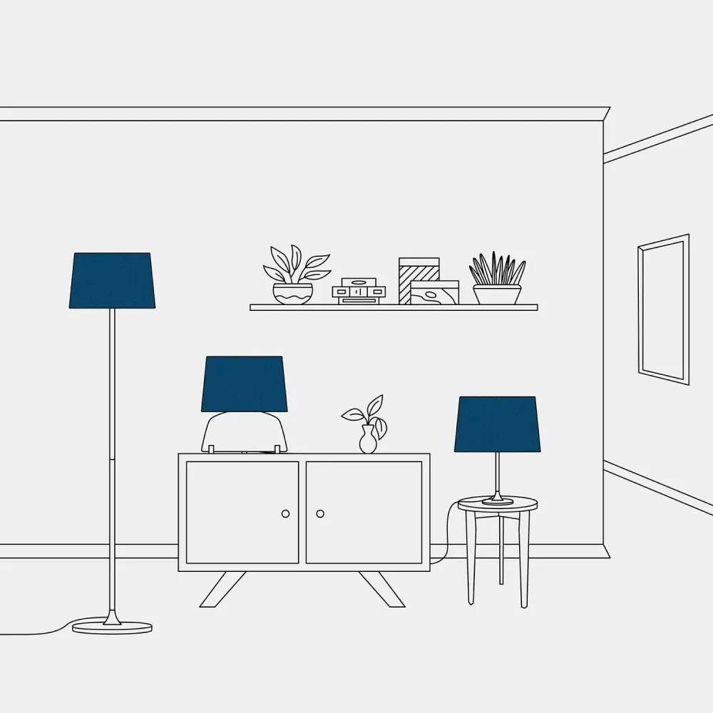 Abajur Athena com suporte E27 para candeeiro de mesa ou de pé - Fabricado em Itália - Lã Azul