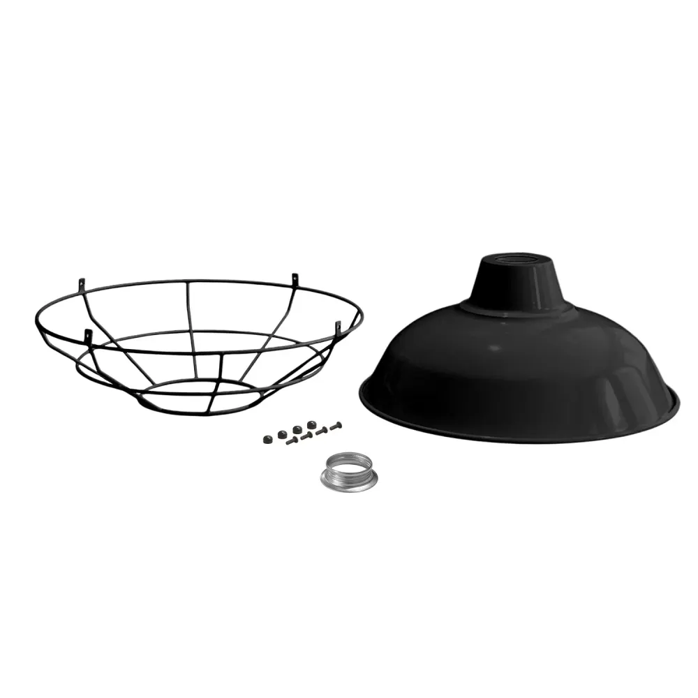 Abajur Bistrot com gaiola em metal - Preto