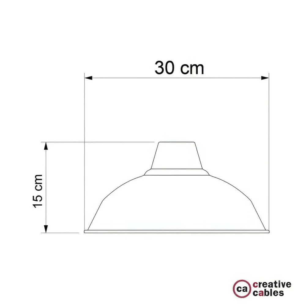 Abajur Bistrot em metal esmaltado com casquilho E27, diâmetro 30 cm - Branco