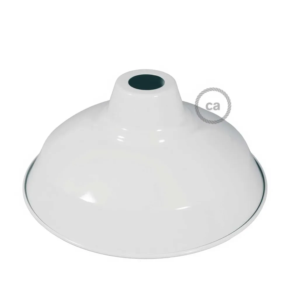 Abajur Bistrot em metal esmaltado com casquilho E27, diâmetro 30 cm - Branco