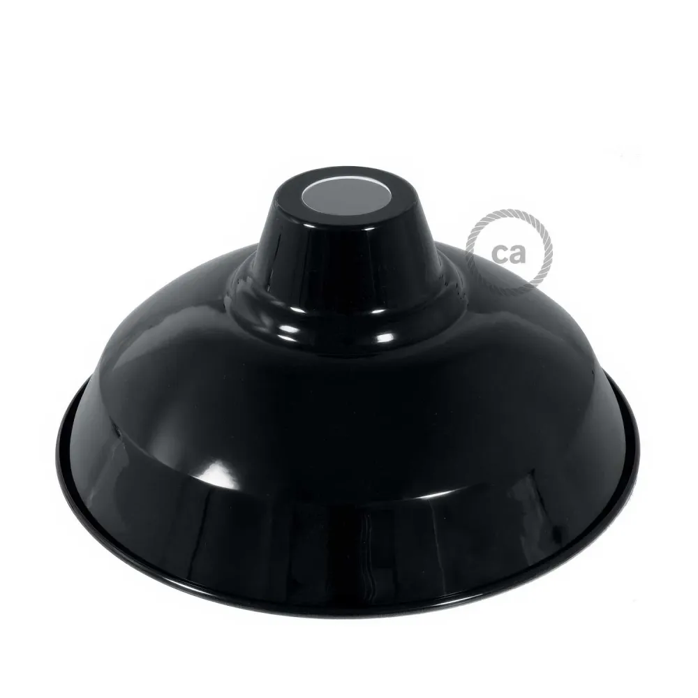 Abajur Bistrot em metal esmaltado com encaixe E27, diâmetro 30 cm - Preto
