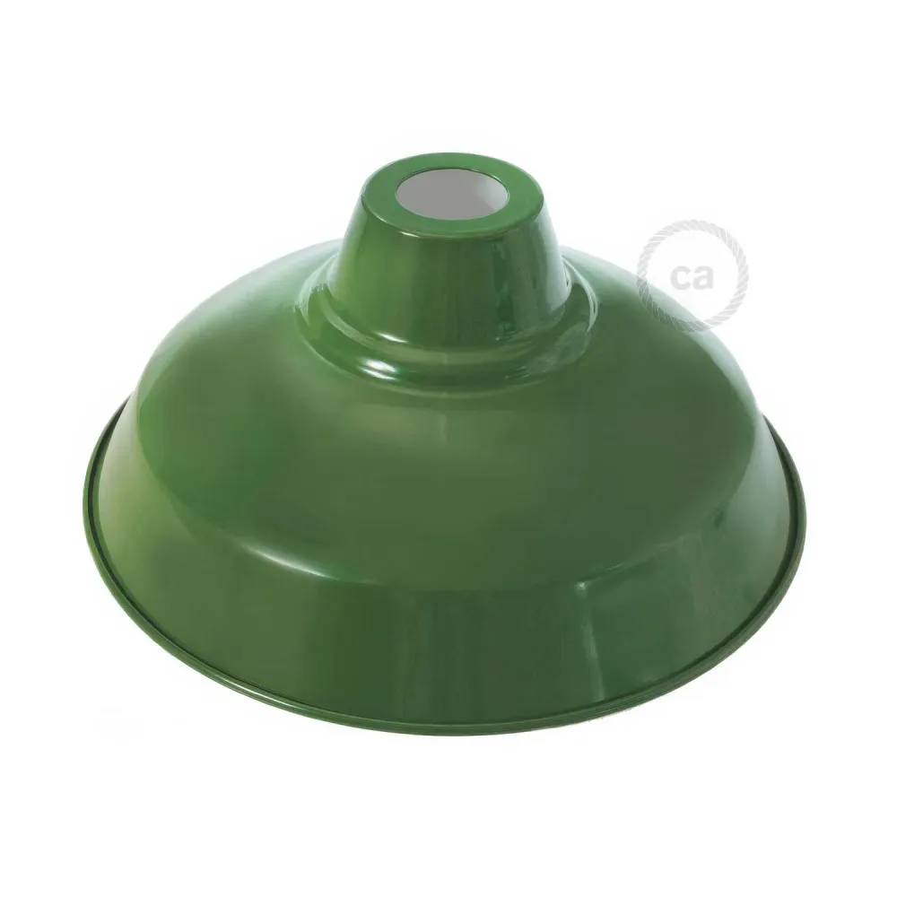 Abajur Bistrot em metal esmaltado com rosca E27, diâmetro 30 cm - Verde