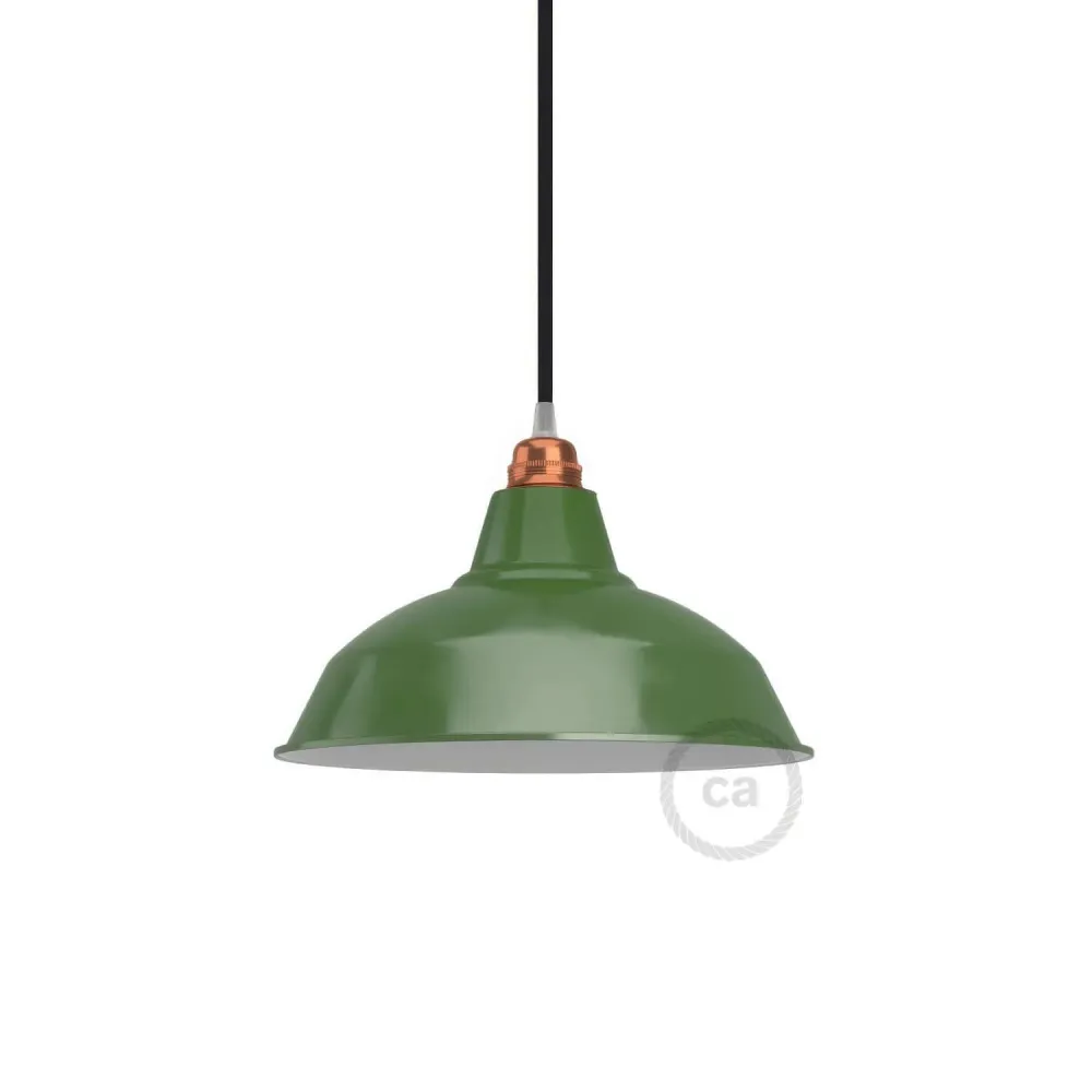 Abajur Bistrot em metal esmaltado com rosca E27, diâmetro 30 cm - Verde