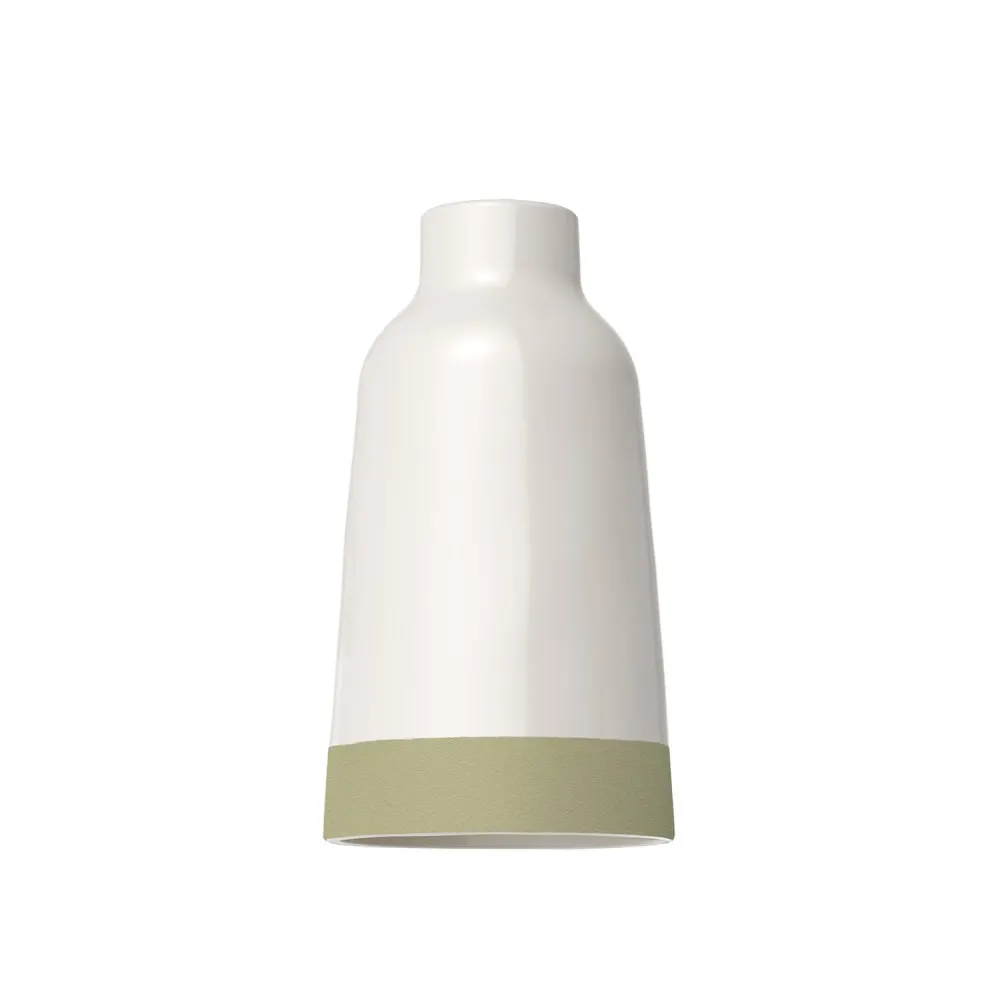 Abajur Bottiglia bicolor em cerâmica Branco e Verde sálvia, coleção Materia - Fabricado em Itália