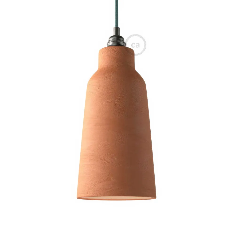 Abajur Bottiglia em cerâmica, coleção Materia - Made Italy - Terracota riscada