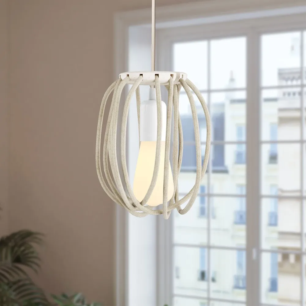 Abajur Cablò multicolor 50 cm e cabos em linho branco