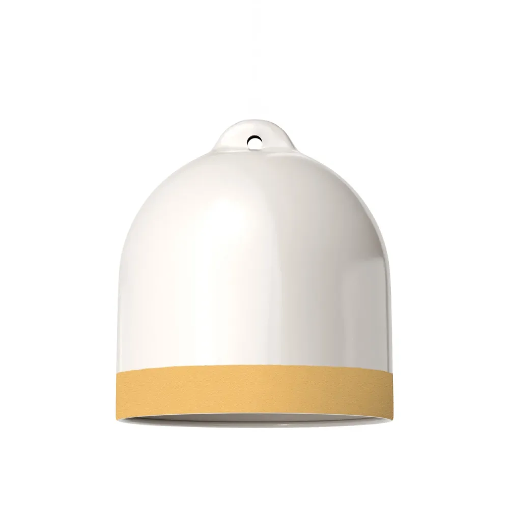 Abajur Campana M bicolor em cerâmica Branco e Amarelo, coleção Materia - Made Italy