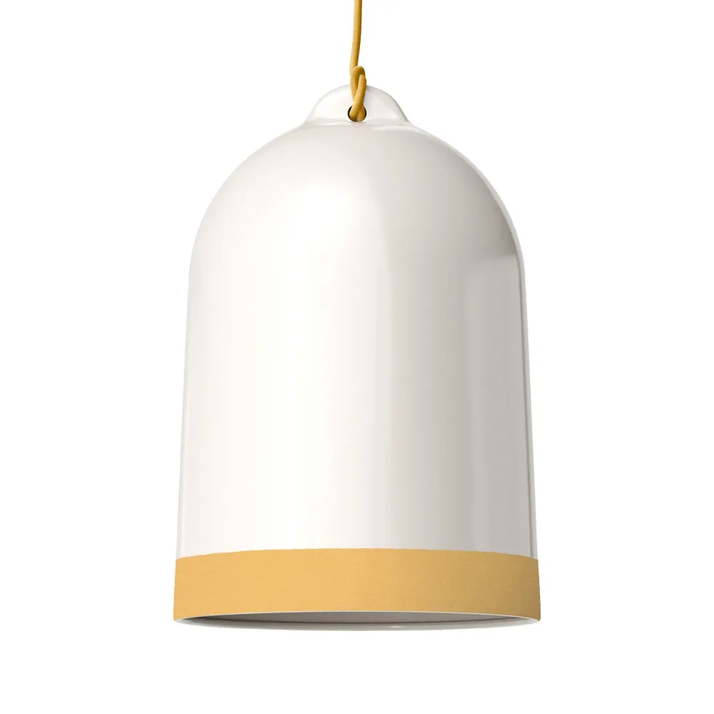 Abajur Campana XL bicolor em cerâmica Branco e Amarelo, coleção Materia - Made Italy