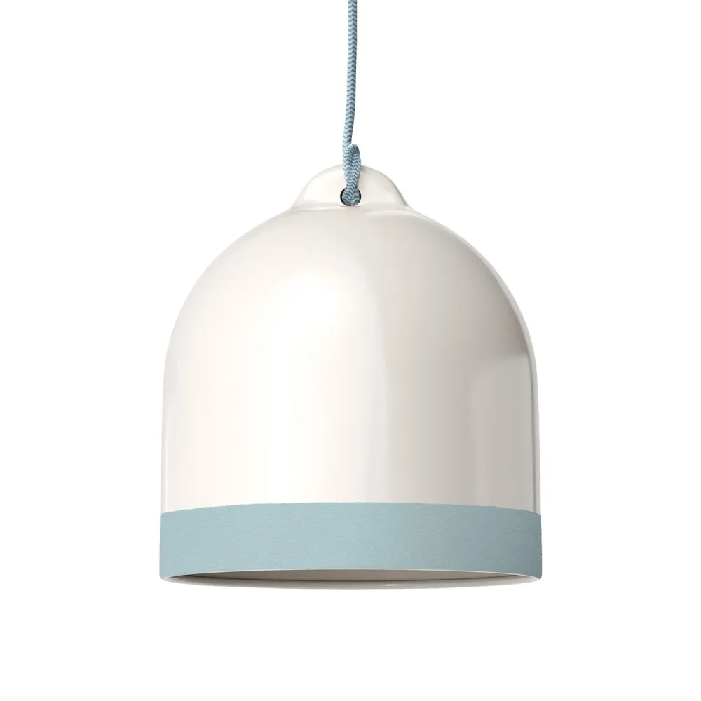 Abajur Campana M bicolor em cerâmica Branco e Azul, coleção Materia - Made Italy