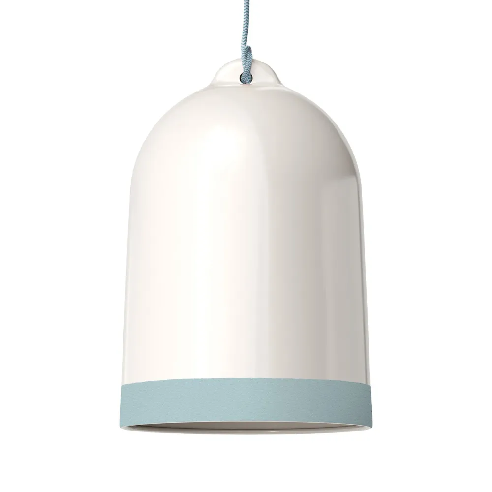 Abajur Campana XL bicolor em cerâmica Branco e Azul, coleção Materia - Made Italy