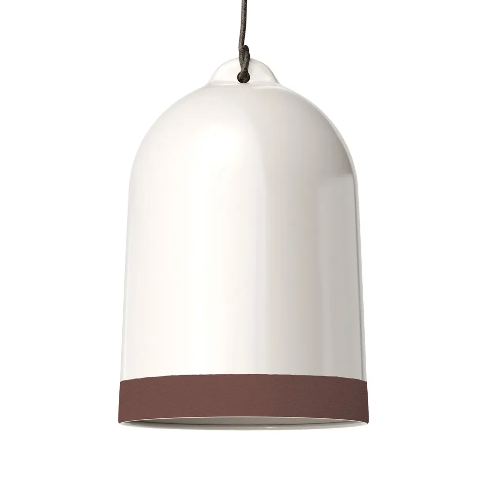 Abajur Campana XL bicolor em cerâmica Branco e Castanho, coleção Materia - Made Italy