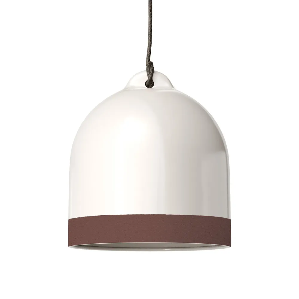 Abajur Campana M bicolor em cerâmica Branco e Castanho, coleção Materia - Fabricado em Itália