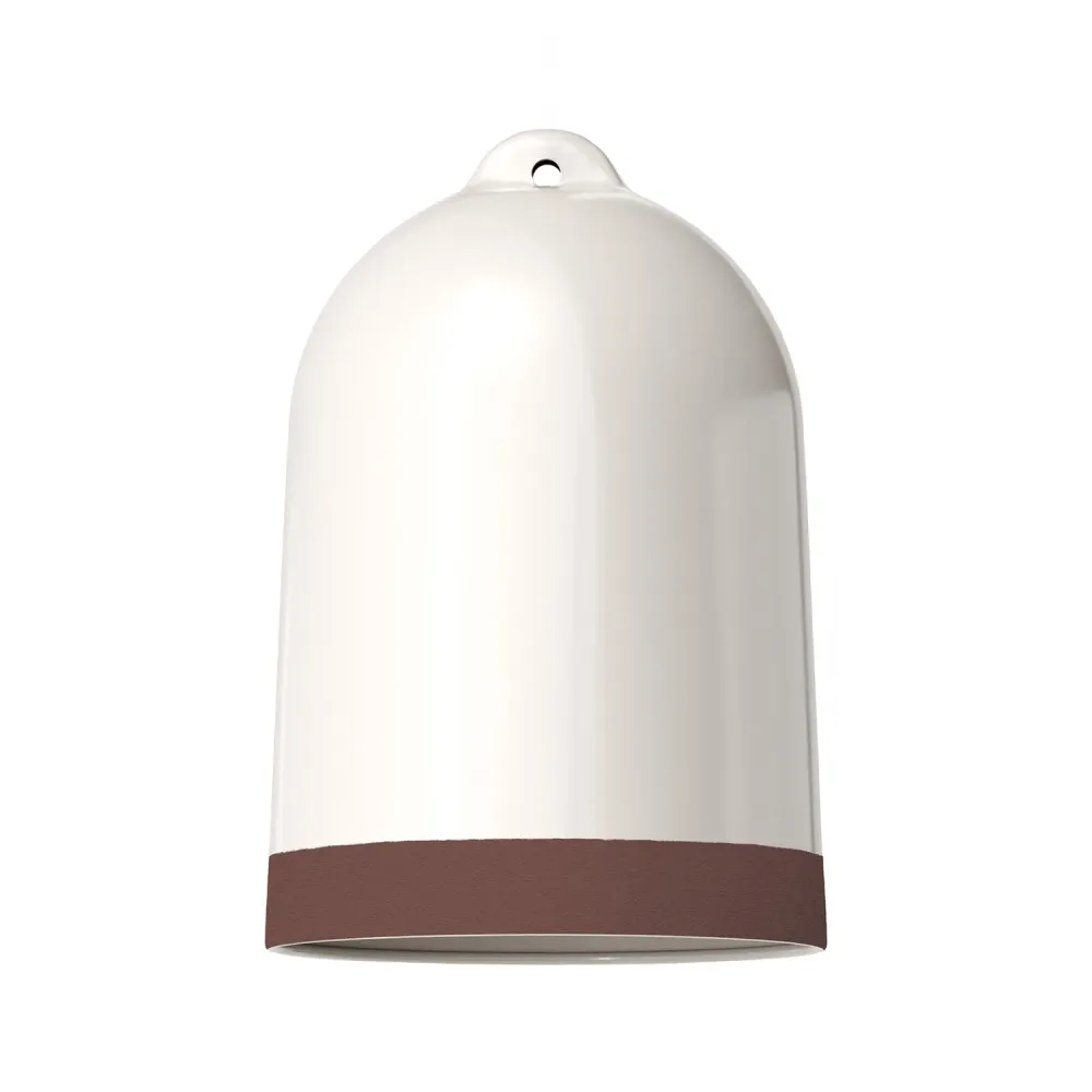 Abajur Campana XL bicolor em cerâmica Branco e Castanho, coleção Materia - Made Italy
