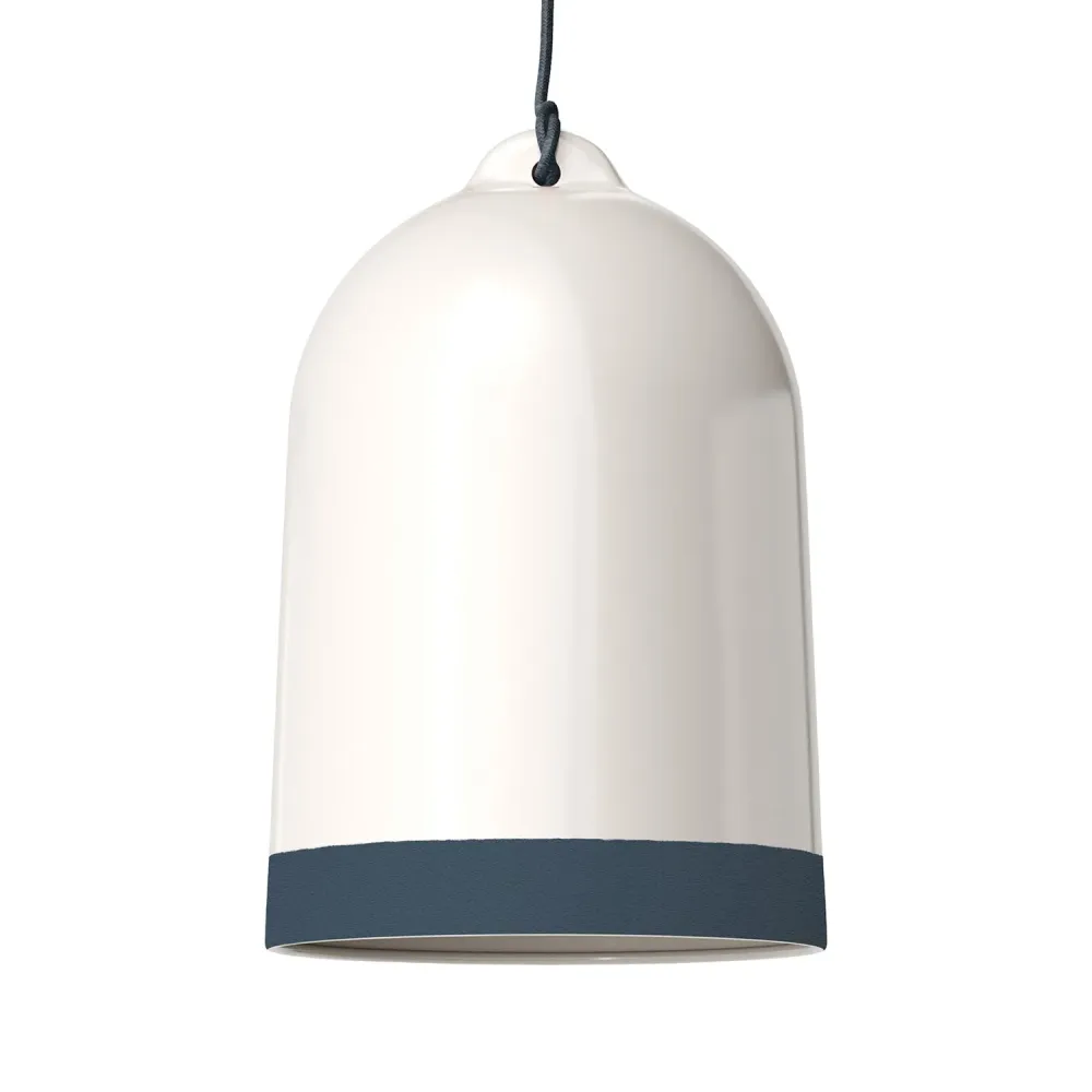 Abajur Campana XL bicolor em cerâmica Branco e Petróleo, coleção Materia - Fabricado em Itália