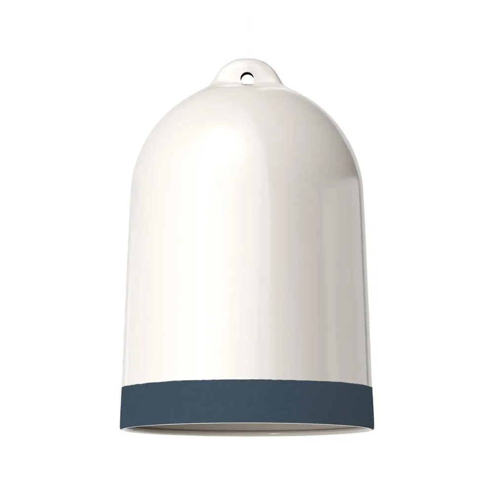 Abajur Campana XL bicolor em cerâmica Branco e Petróleo, coleção Materia - Fabricado em Itália