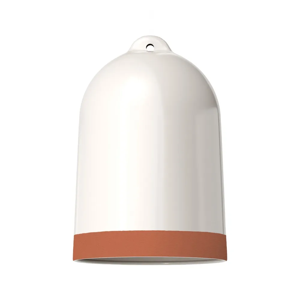 Abajur Campana XL bicolor em cerâmica Branco e Terracota, coleção Materia - Made Italy