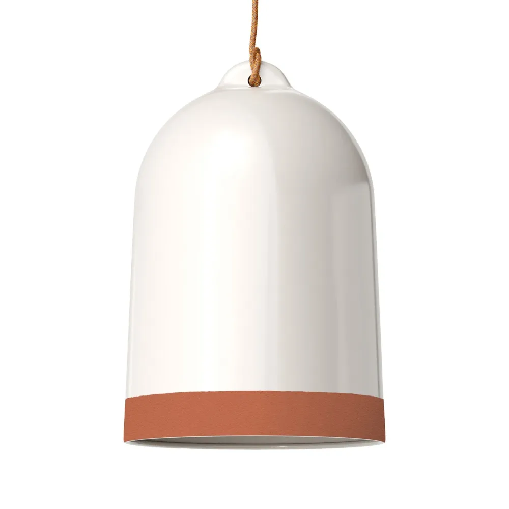 Abajur Campana XL bicolor em cerâmica Branco e Terracota, coleção Materia - Made Italy
