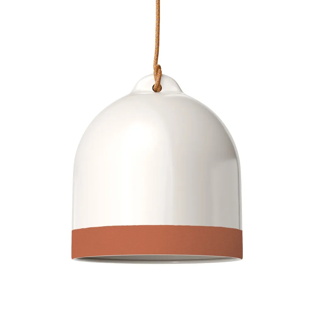 Abajur Campana M bicolor em cerâmica Branco e Terracota, coleção Materia - Fabricado em Itália