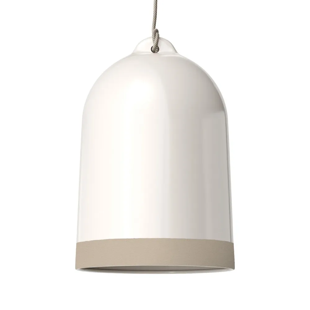 Abajur Campana XL bicolor em cerâmica Branco e Tórtola, coleção Materia - Made Italy