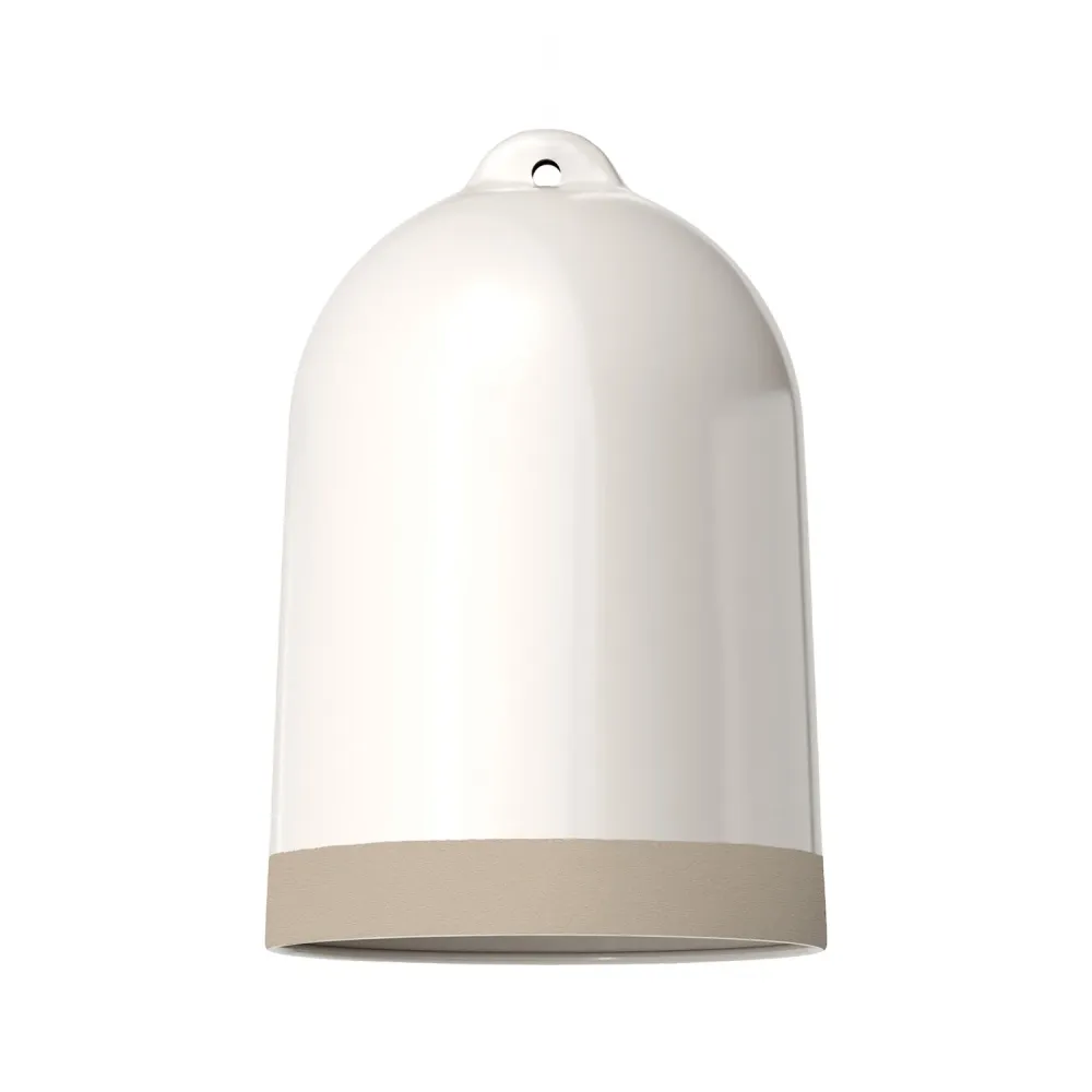 Abajur Campana XL bicolor em cerâmica Branco e Tórtola, coleção Materia - Made Italy