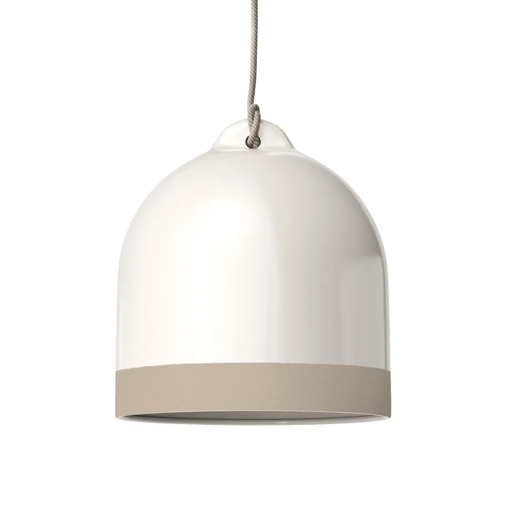 Abajur Campana M bicolor em cerâmica Branco e Tórtora, coleção Materia - Made Italy