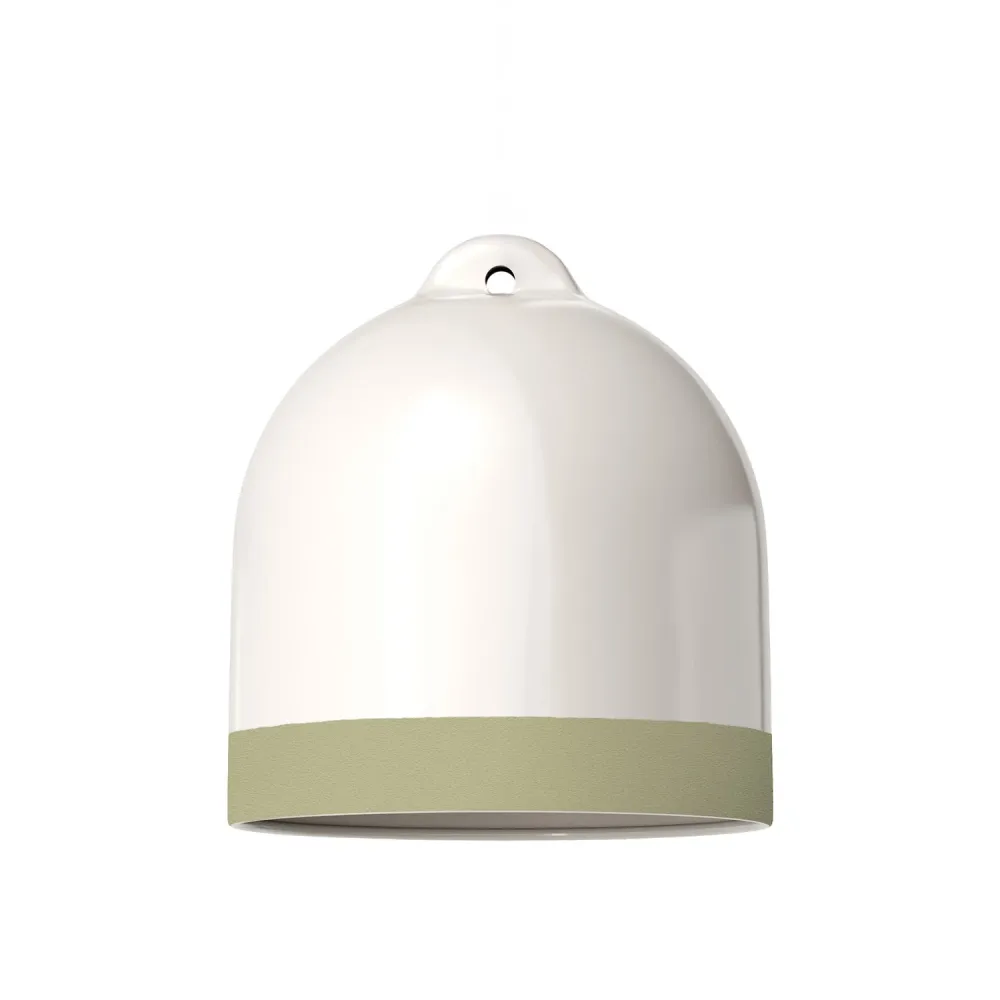 Abajur Campana M bicolor em cerâmica Branco e Verde sálvia, coleção Materia - Made Italy