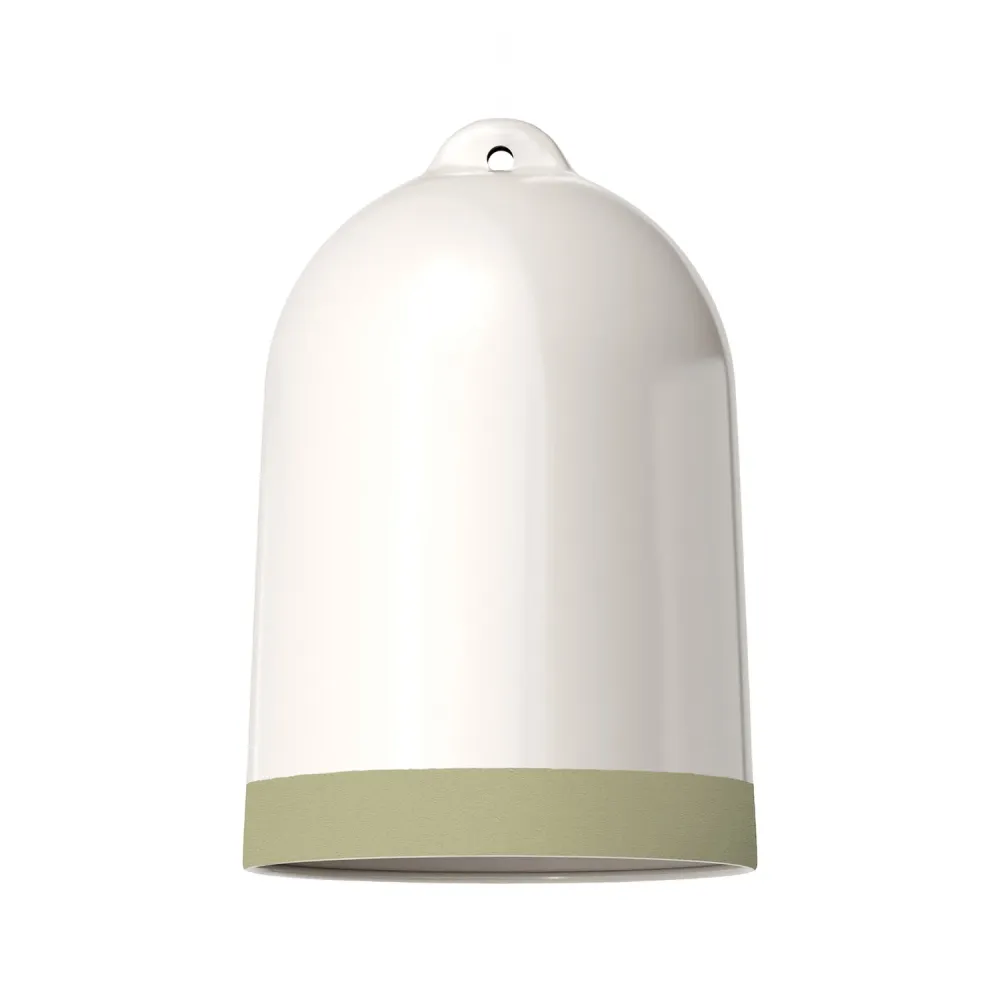 Abajur Campana XL bicolor em cerâmica Branco e Verde-sálvia, coleção Materia - Made Italy