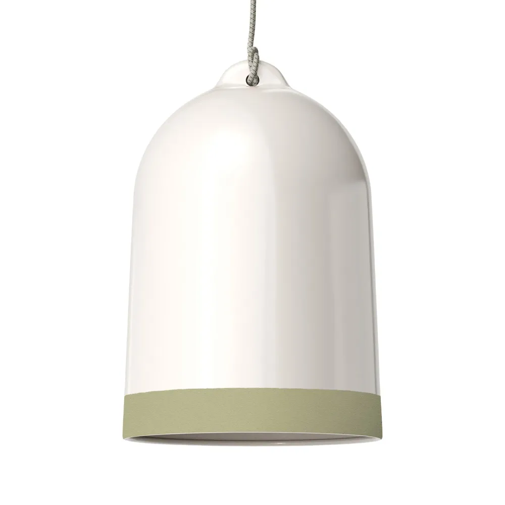 Abajur Campana XL bicolor em cerâmica Branco e Verde-sálvia, coleção Materia - Made Italy