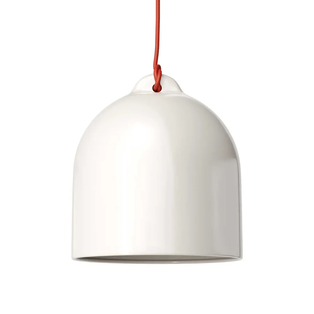 Abajur Campana M em cerâmica para suspensão - Made Italy - Branco brilhante
