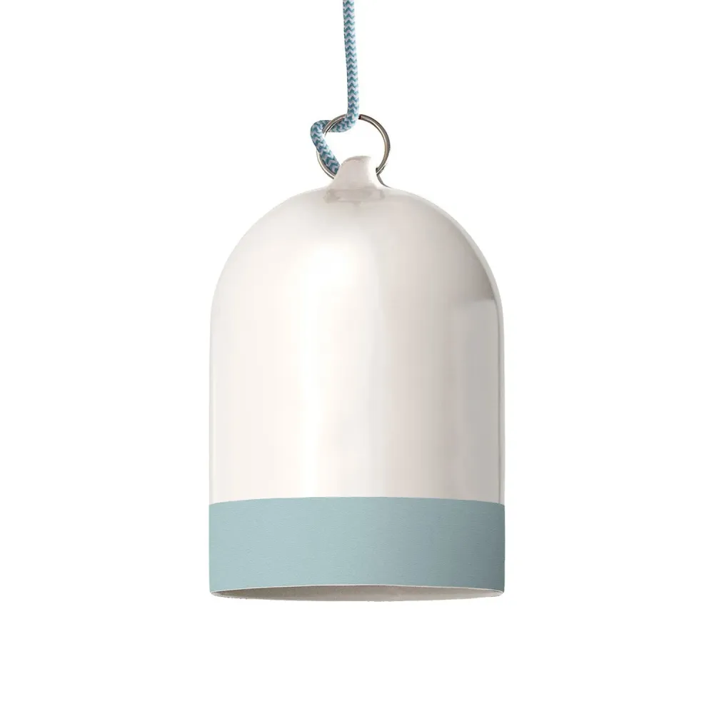 Abajur Campana Mini XS bicolor em cerâmica Branco e Azul, coleção Materia - Made Italy