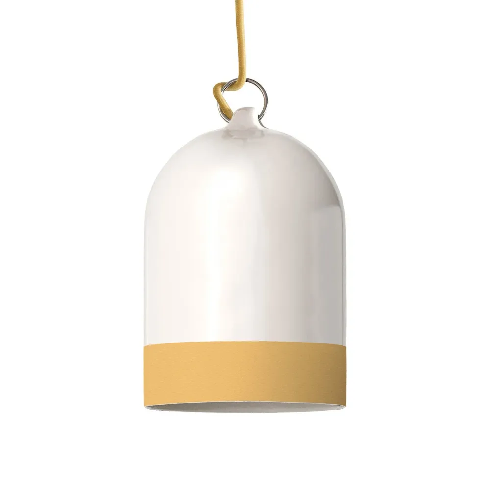 Abajur Campana Mini XS bicolor em cerâmica Branco e Amarelo, coleção Materia - Made Italy
