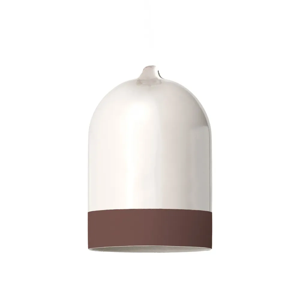 Abajur Campana Mini XS bicolor em cerâmica Branco e Castanho, coleção Materia - Fabricado em Itália