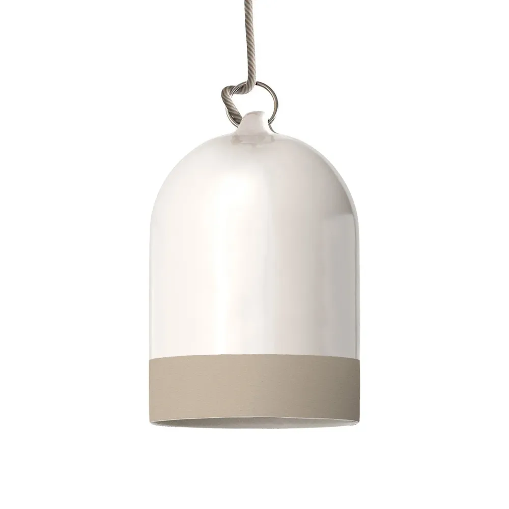 Abajur Campana Mini XS bicolor em cerâmica Branco e Tórtola, coleção Materia - Fabricado em Itália