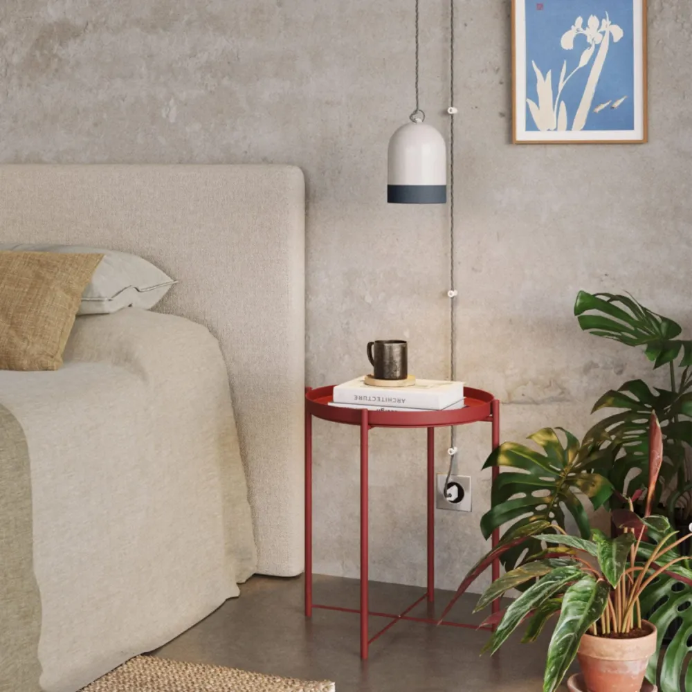 Abajur Campana Mini XS bicolor em cerâmica Branco e Petróleo, coleção Materia - Made Italy