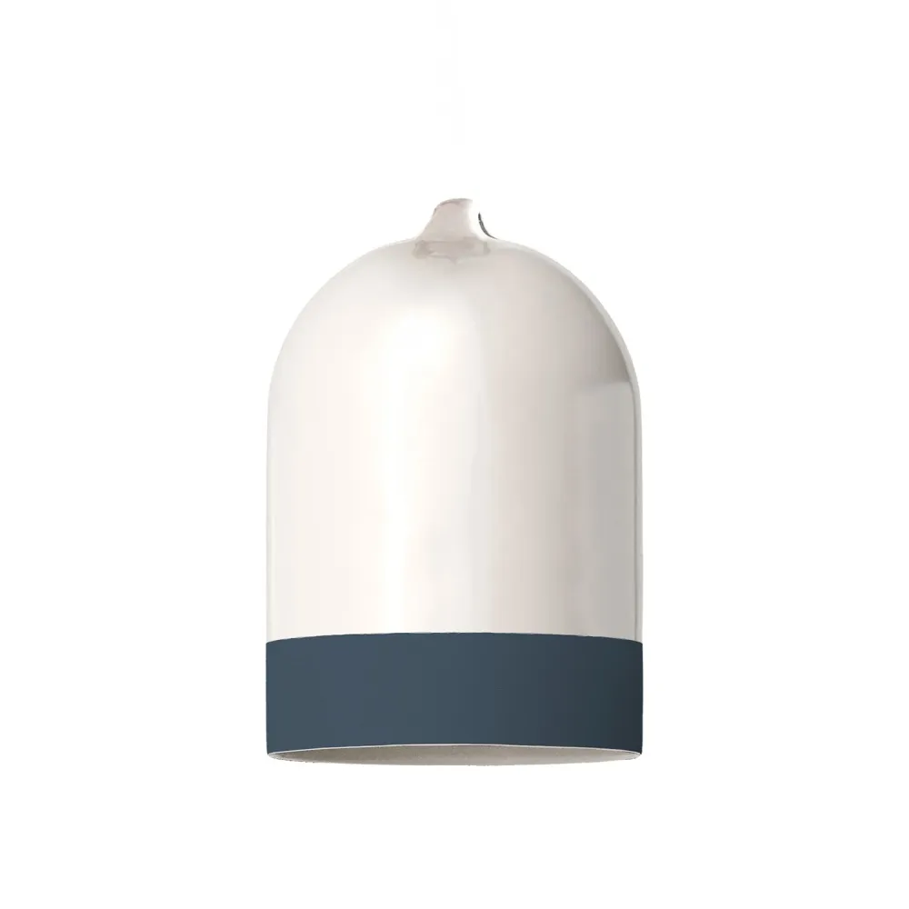 Abajur Campana Mini XS bicolor em cerâmica Branco e Petróleo, coleção Materia - Made Italy