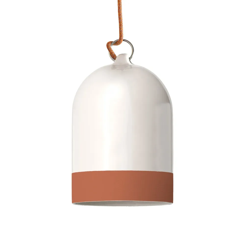 Abajur Campana Mini XS bicolor em cerâmica Branco e Terracota, coleção Materia - Made Italy