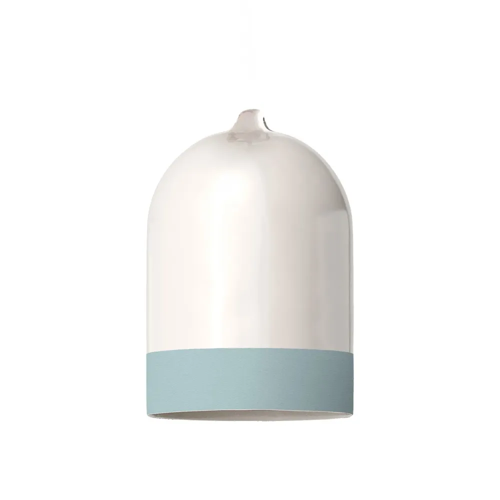 Abajur Campana Mini XS bicolor em cerâmica Branco e Azul, coleção Materia - Made Italy
