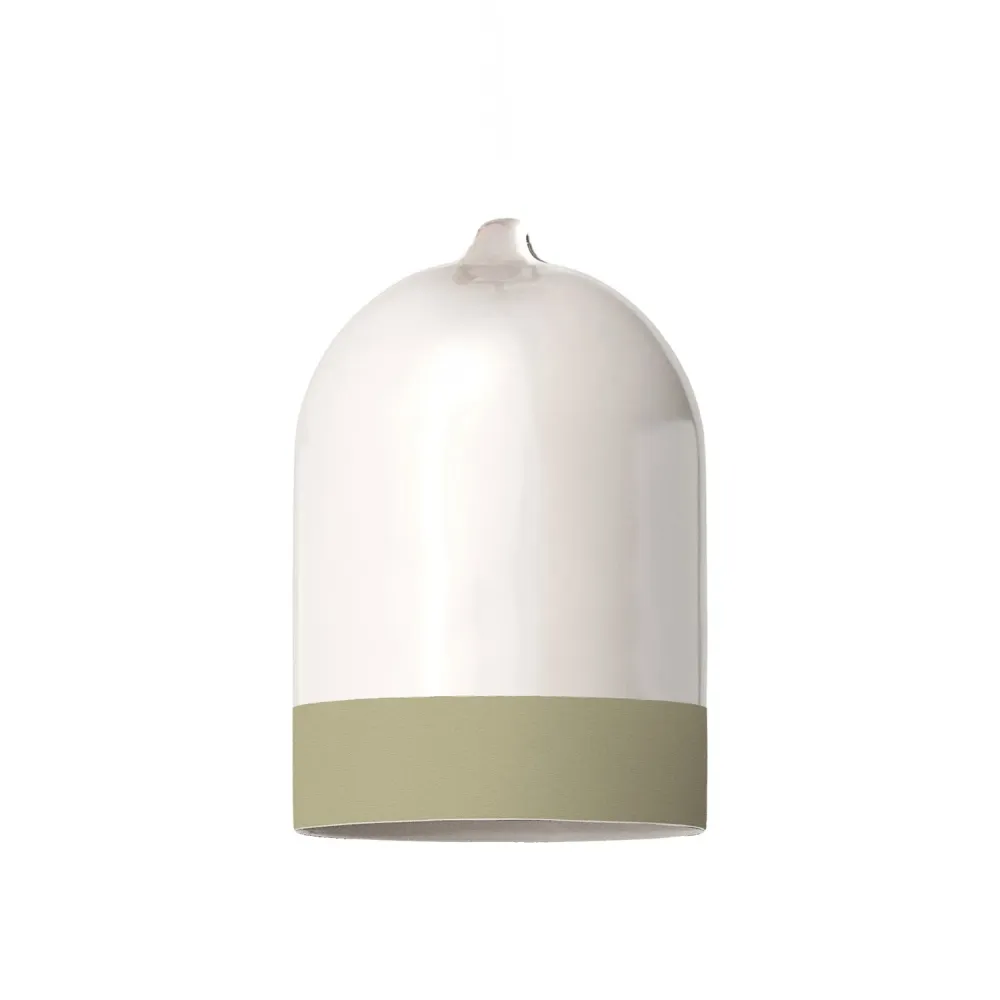 Abajur Campana Mini XS bicolor em cerâmica Branco e Verde sálvia, coleção Materia - Fabricado em Itália